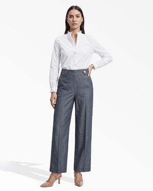 Anne Klein DSNT MT/CRSPWHT High-Rise Pull-On Wide Leg Pants Waistband Detail