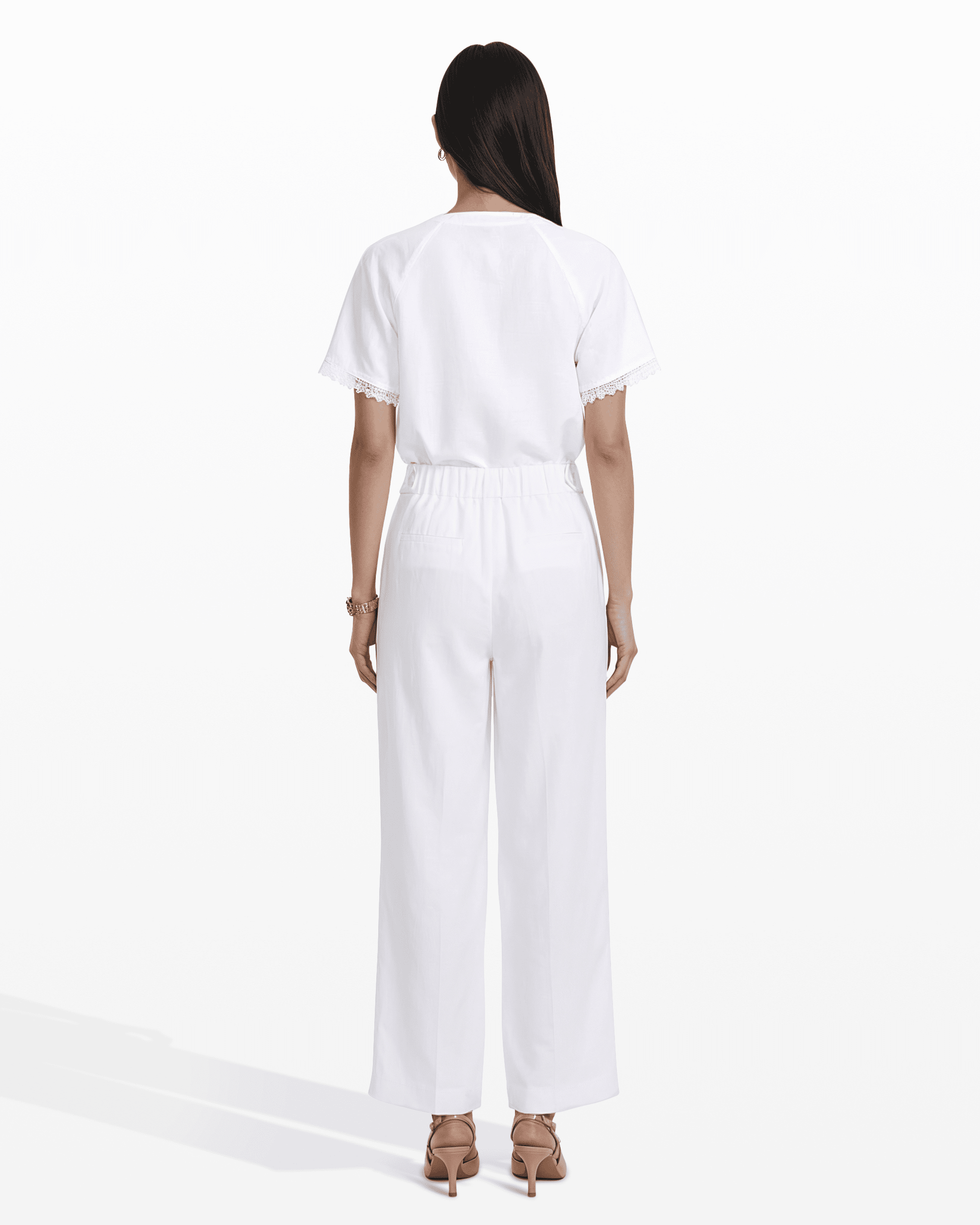 Anne Klein High-Rise Pull-On Wide Leg Pants Waistband Detail