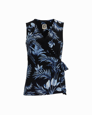 Anne Klein ANNE BLACK MULTI Petite Sleeveless Wrap Top