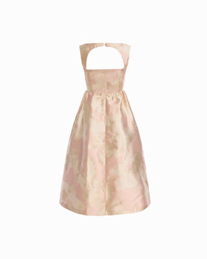 Anne Klein Square Neck A-line silhouette Midi length Dress with Open Back