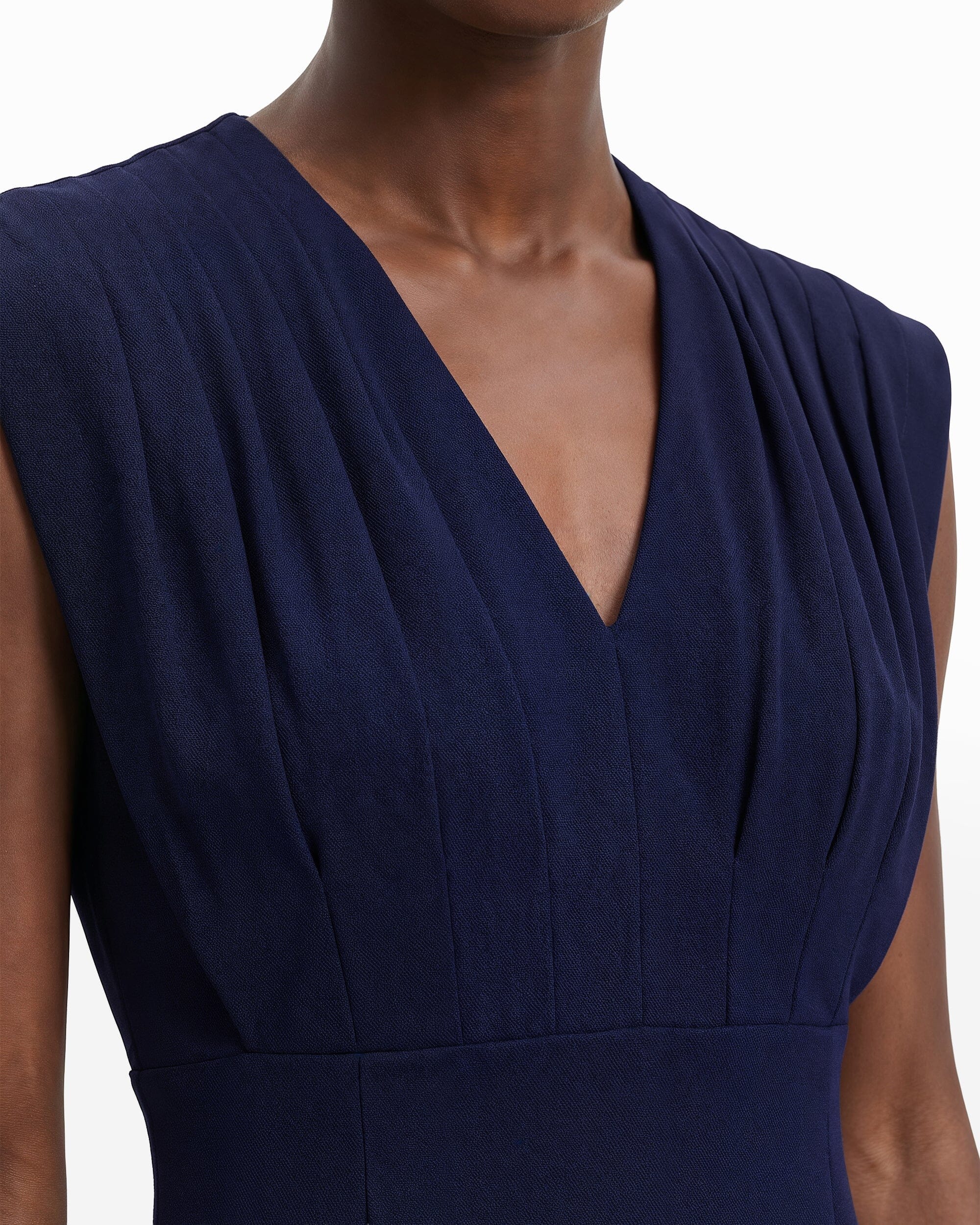 Anne Klein Pleated Bodice Sheath Silhouette Dress