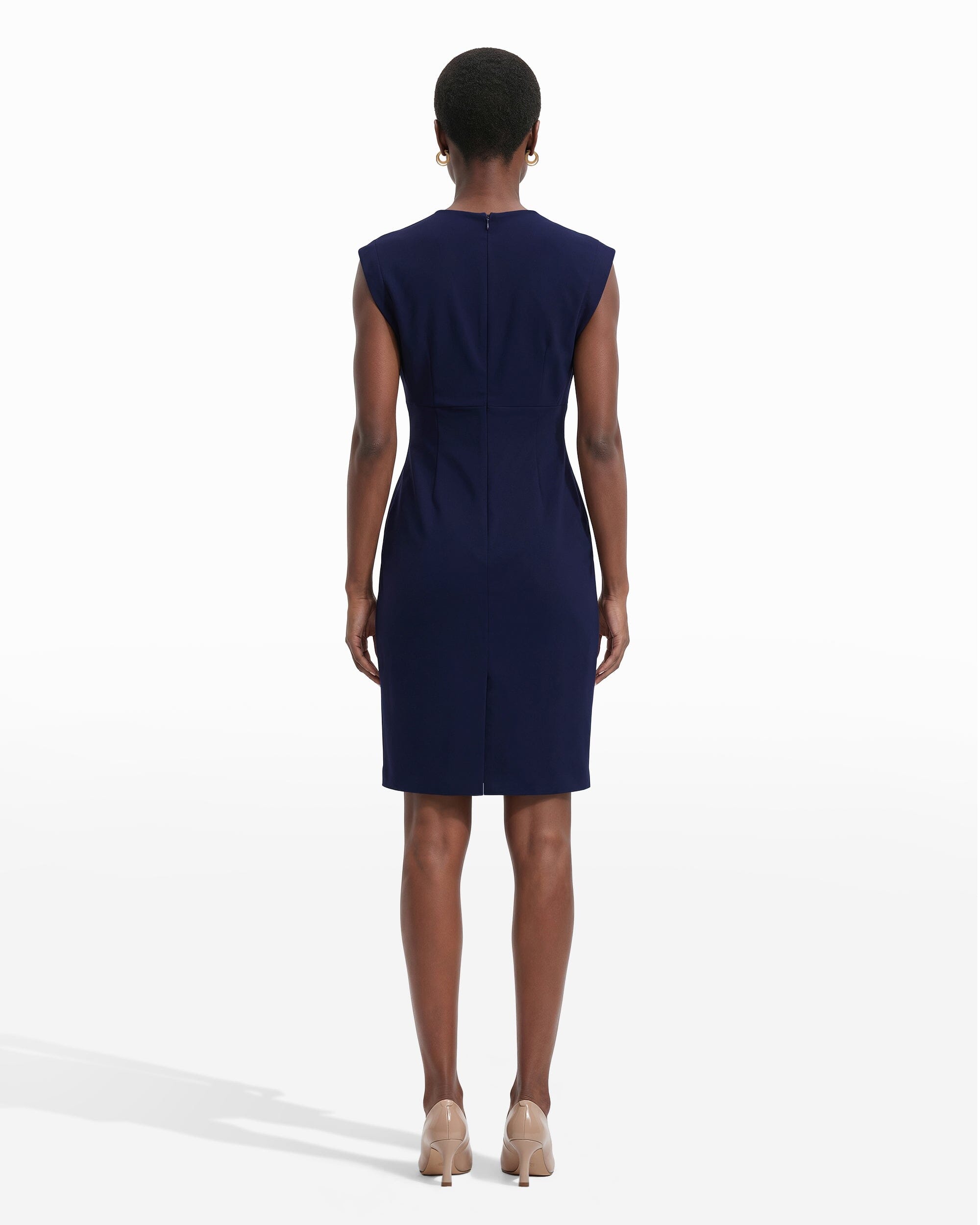Anne Klein Pleated Bodice Sheath Silhouette Dress