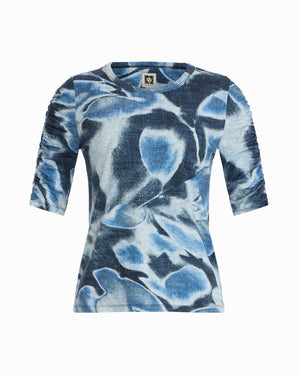 Anne Klein DISTANT MNTN MULTI Elbow Ruched Sleeve Top