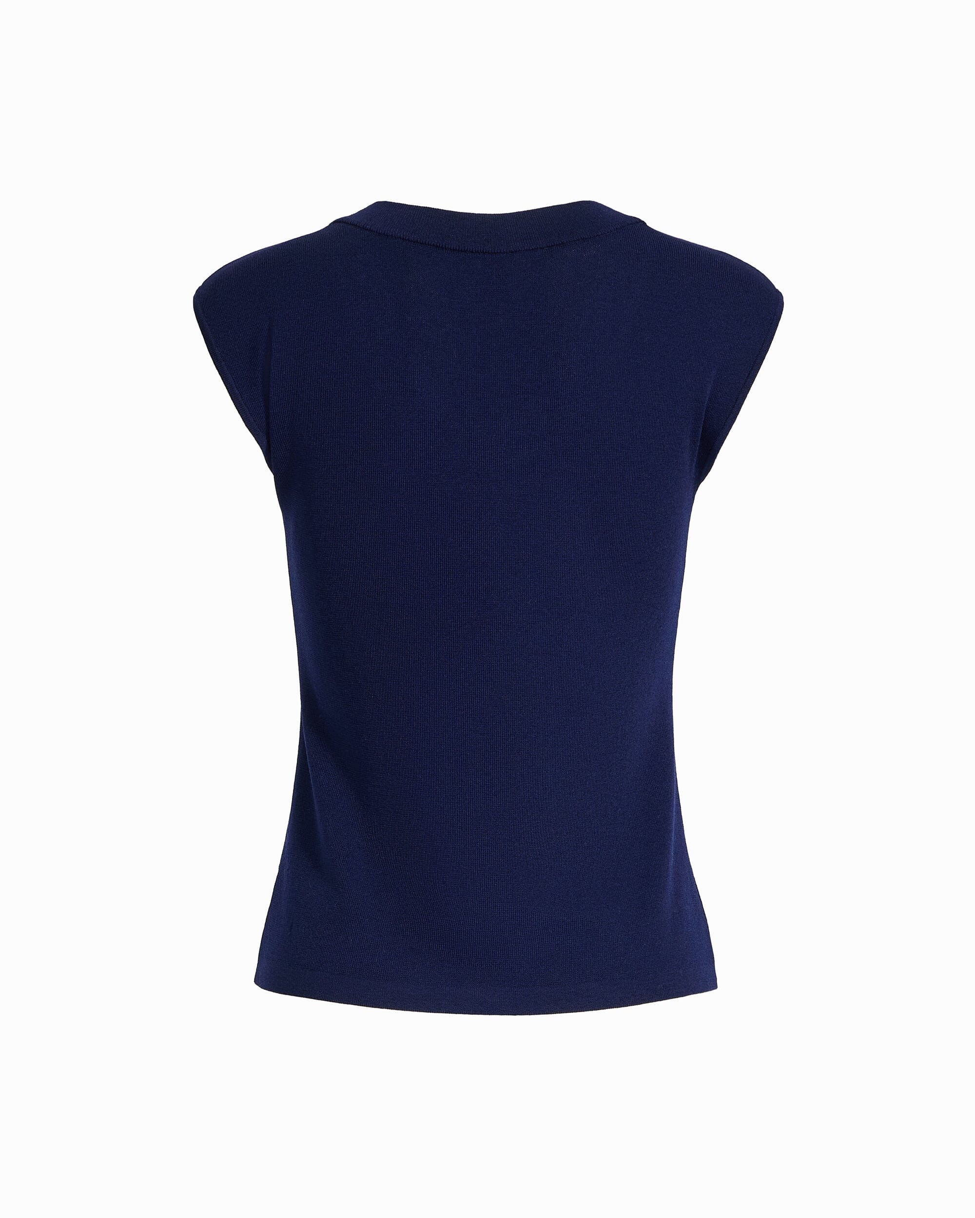 Anne Klein DISTANT MOUNTAIN Round V-Neck Full Needle Tank Top