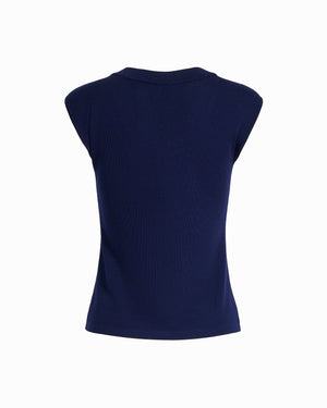 Anne Klein DISTANT MOUNTAIN Round V-Neck Full Needle Tank Top