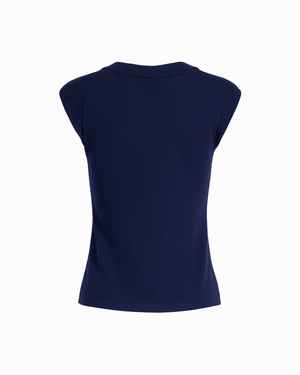 Anne Klein Petite Round V-Neck Full Needle Tank Top