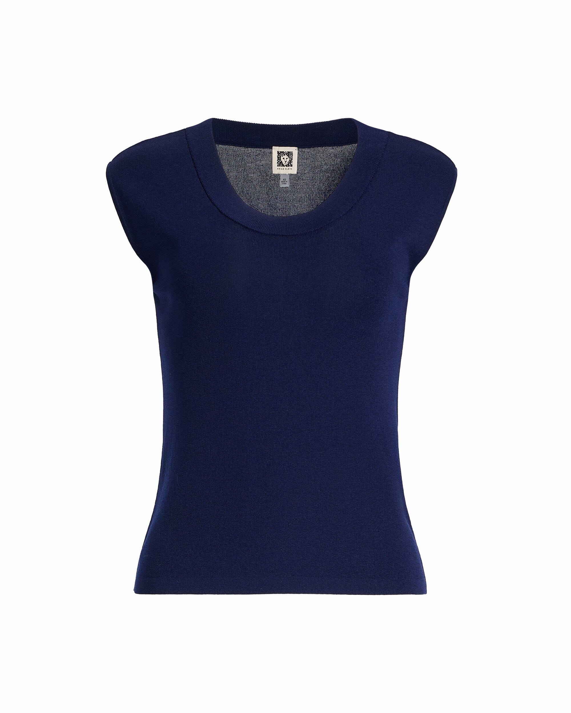 Anne Klein Round V-Neck Full Needle Tank Top