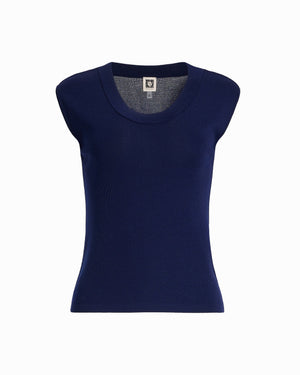 Anne Klein Round V-Neck Full Needle Tank Top