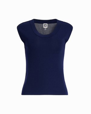 Anne Klein DISTANT MOUNTAIN Petite Round V-Neck Full Needle Tank Top