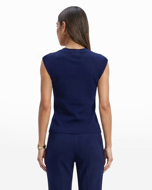 Anne Klein Round V-Neck Full Needle Tank Top