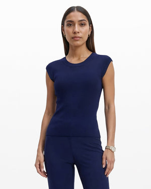 Anne Klein Round V-Neck Full Needle Tank Top