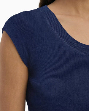 Anne Klein Round V-Neck Full Needle Tank Top