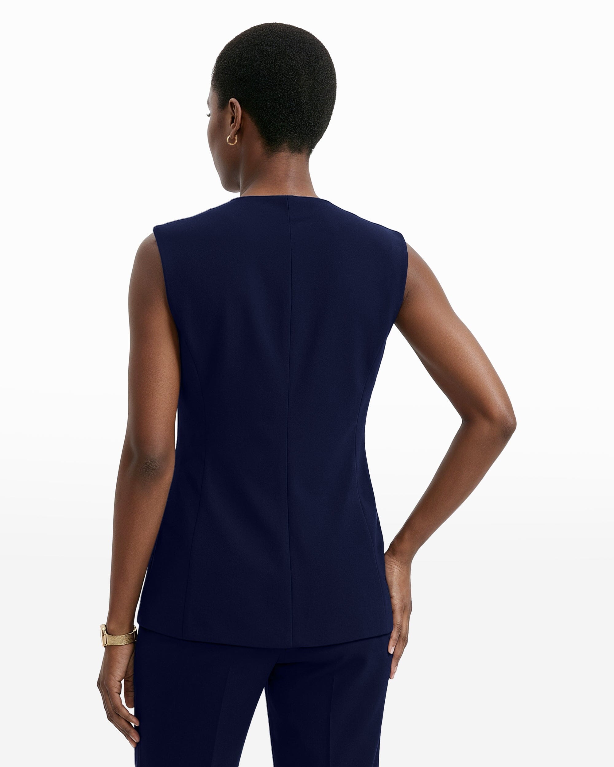 Anne Klein Four-Button Vest with Welt Pockets
