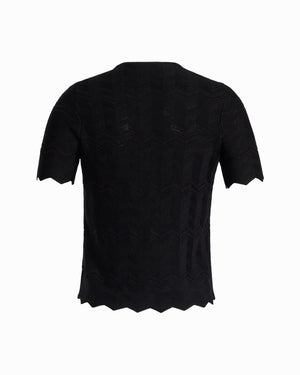 Anne Klein Button Front Zigzag Pointelle Cardigan