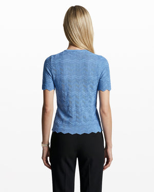 Anne Klein Button Front Zigzag Pointelle Cardigan