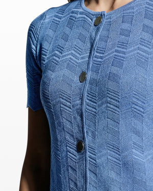 Anne Klein Button Front Zigzag Pointelle Cardigan