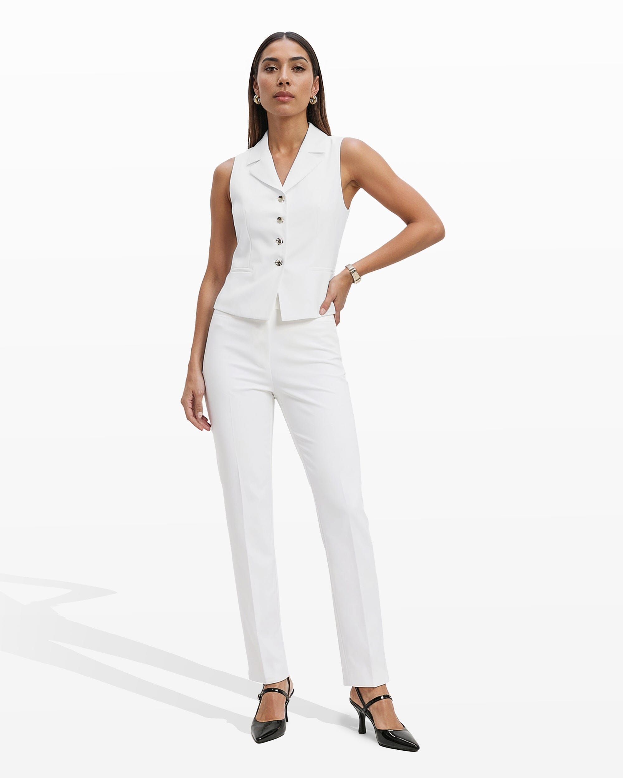 Anne Klein Notch Collar Vest with Welt Pockets