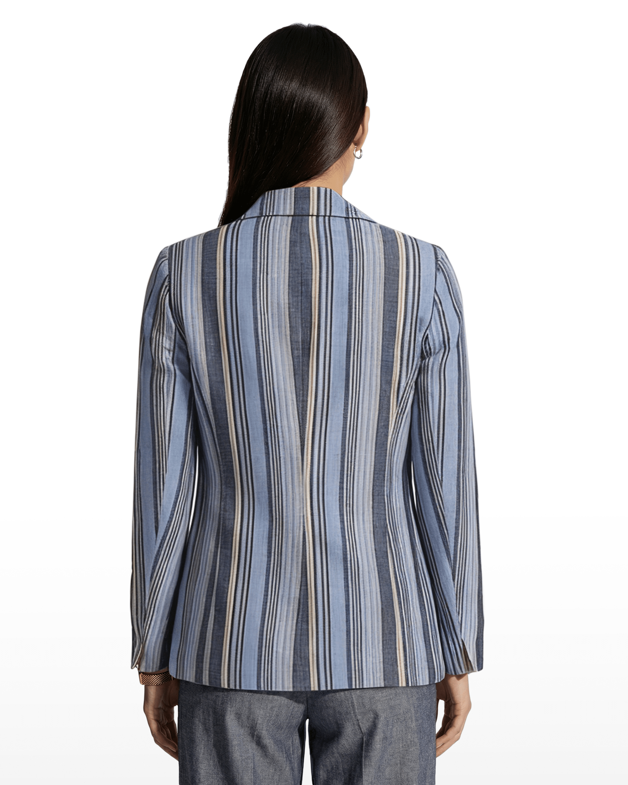 Anne Klein Striped Double-Breasted Blazer