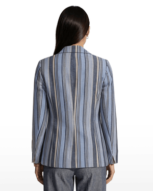 Anne Klein Striped Double-Breasted Blazer