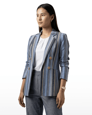 Anne Klein LAKESHORE MULTI Striped Double-Breasted Blazer