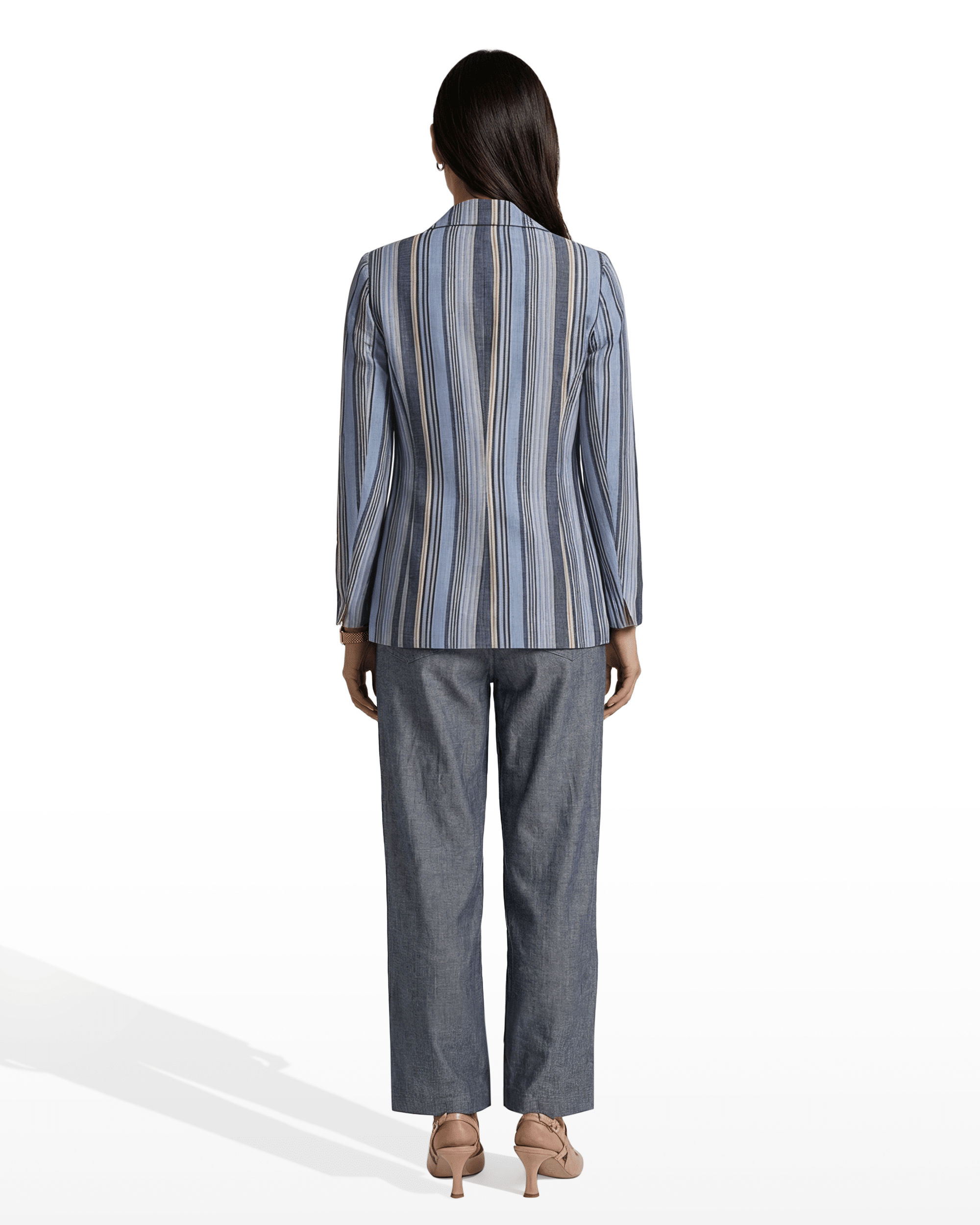 Anne Klein Striped Double-Breasted Blazer
