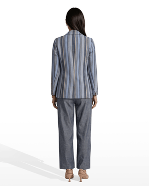 Anne Klein Striped Double-Breasted Blazer