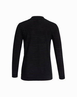 Anne Klein Sheer Stripe Open Front Cardigan