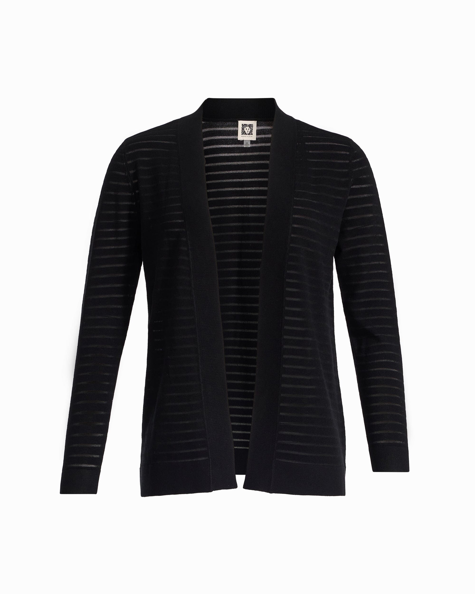 Anne Klein ANNE BLACK Sheer Stripe Open Front Cardigan