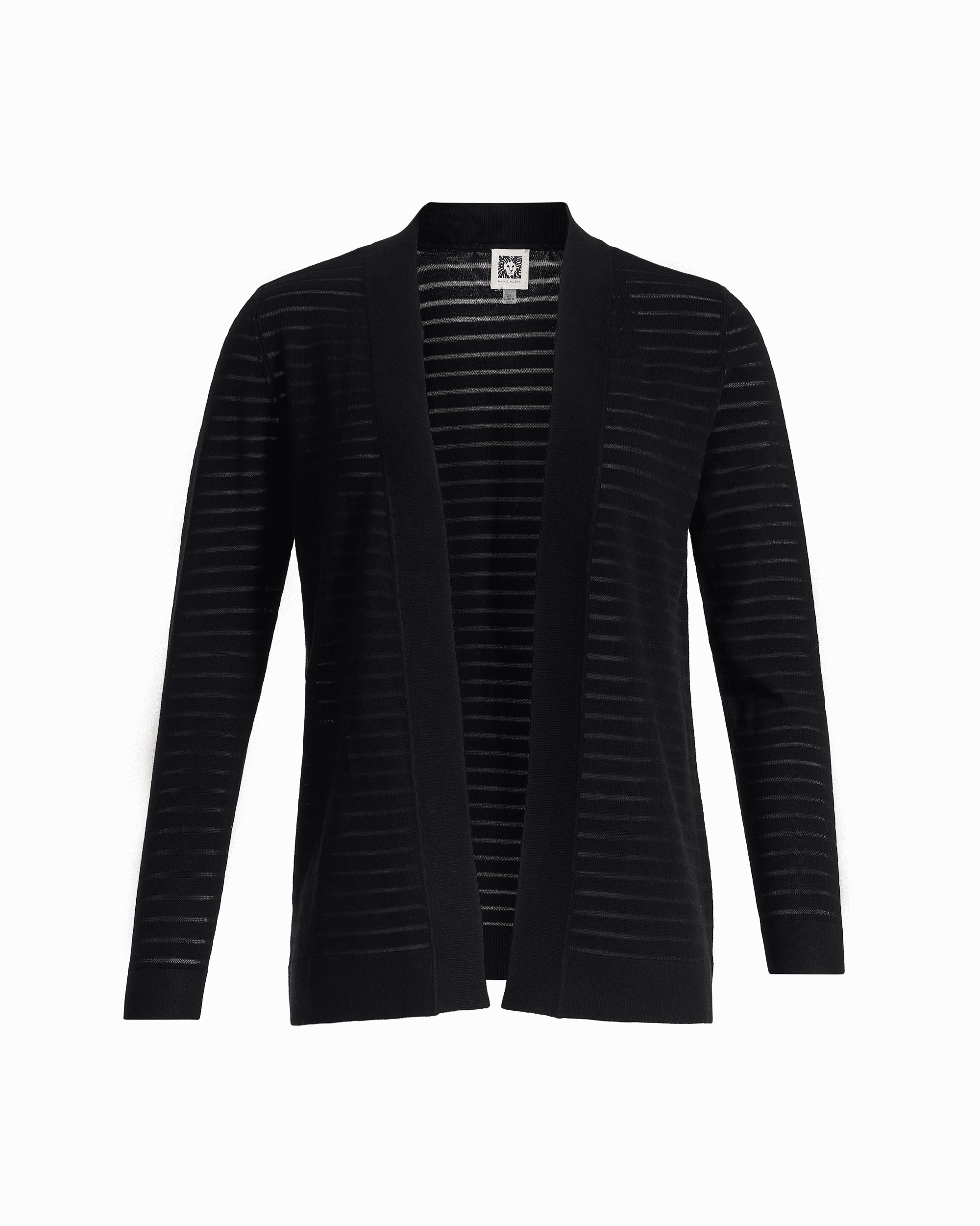 Anne Klein ANNE BLACK Petite Sheer Stripe Open Front Cardigan