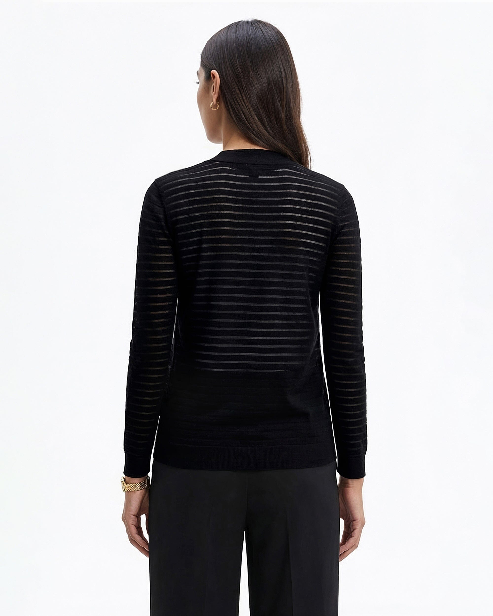 Anne Klein Sheer Stripe Open Front Cardigan