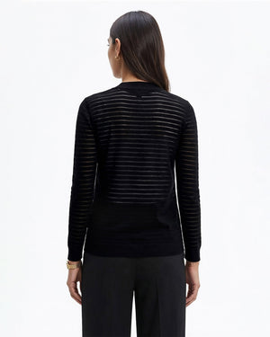 Anne Klein Sheer Stripe Open Front Cardigan