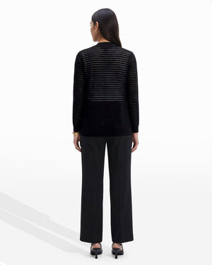 Anne Klein Sheer Stripe Open Front Cardigan