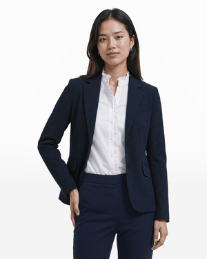 Anne Klein DSTNT MNTN/ABLK Two-Button Notch Lapel Jacket with Flap Pockets