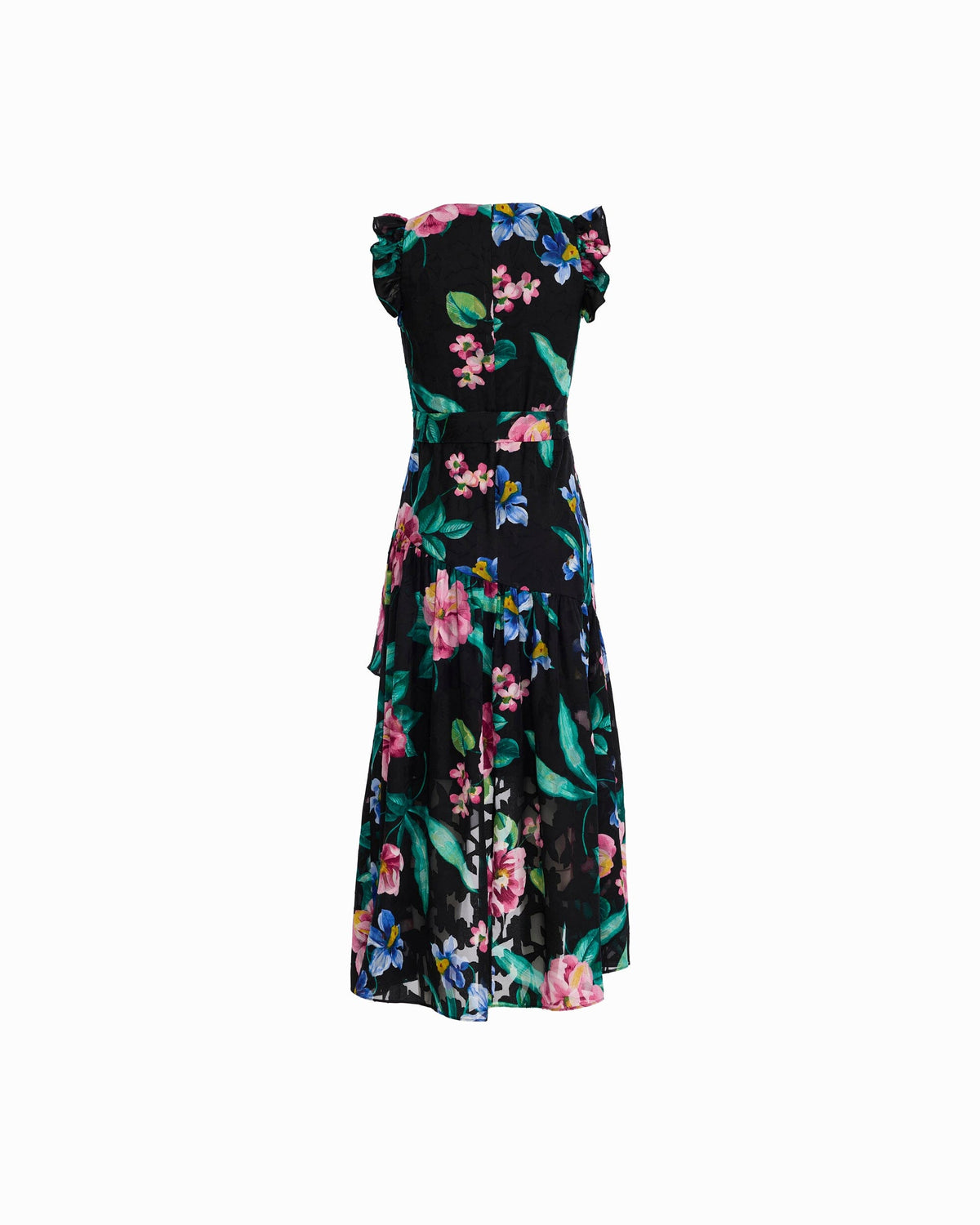 Anne Klein High-Low Hem Wrap Dress with Ruffle Detail Sleeves