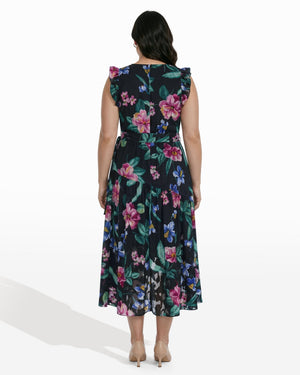 Anne Klein Plus Size High-Low Hem Wrap Dress with Ruffle Detail Sleeves
