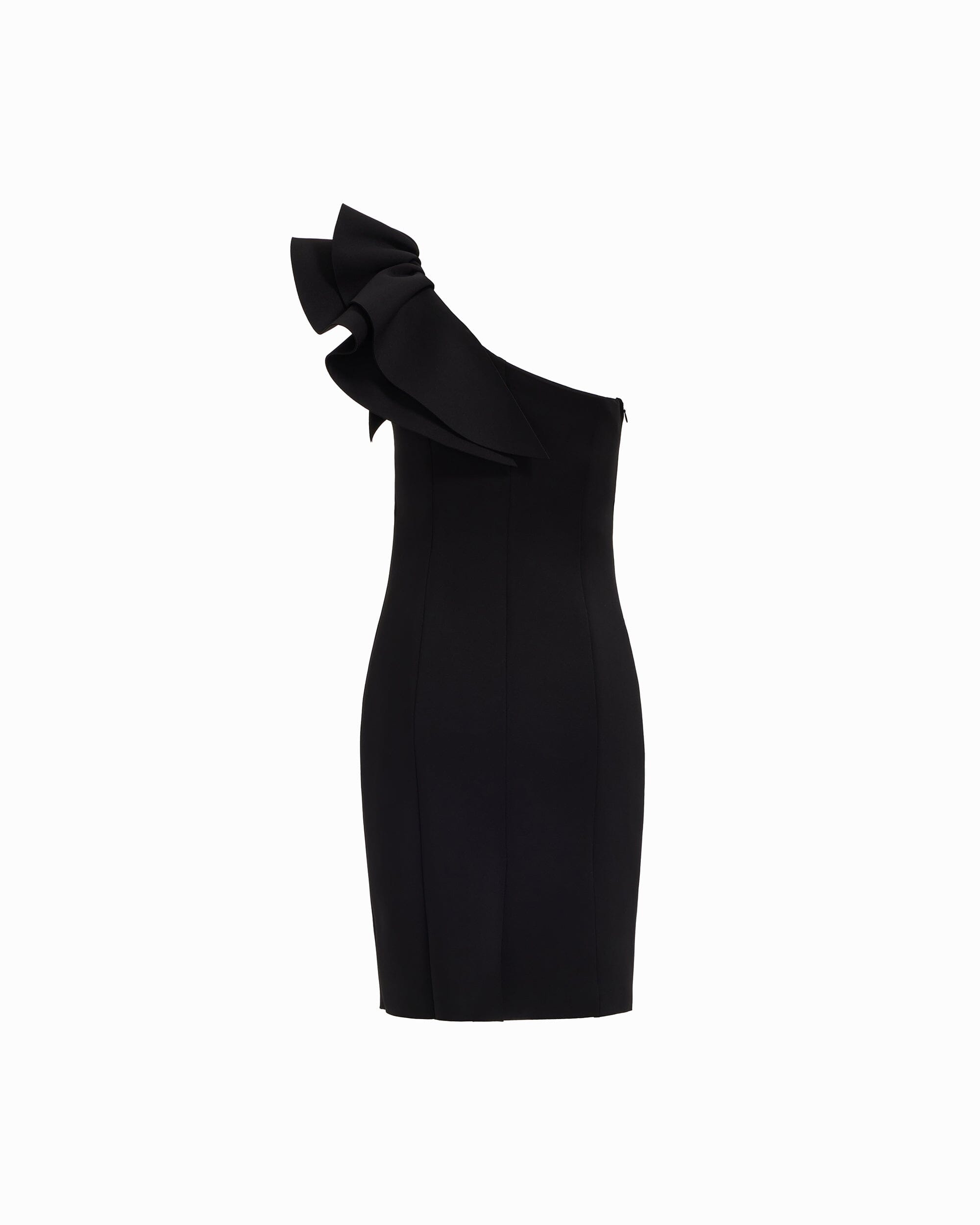Anne Klein One Shoulder Sheath Silhouette Dress with Ruffle