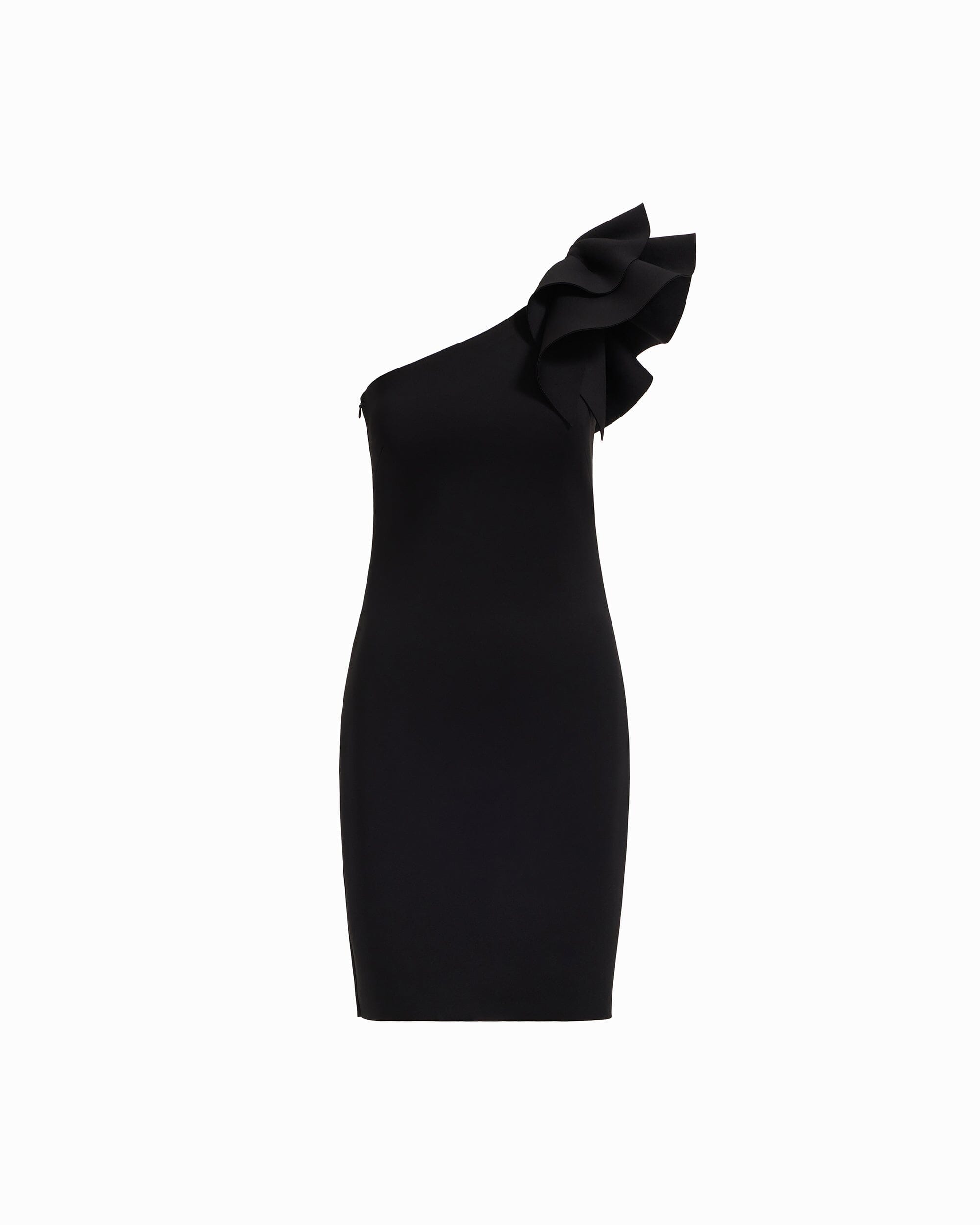 Anne Klein One Shoulder Sheath Silhouette Dress with Ruffle