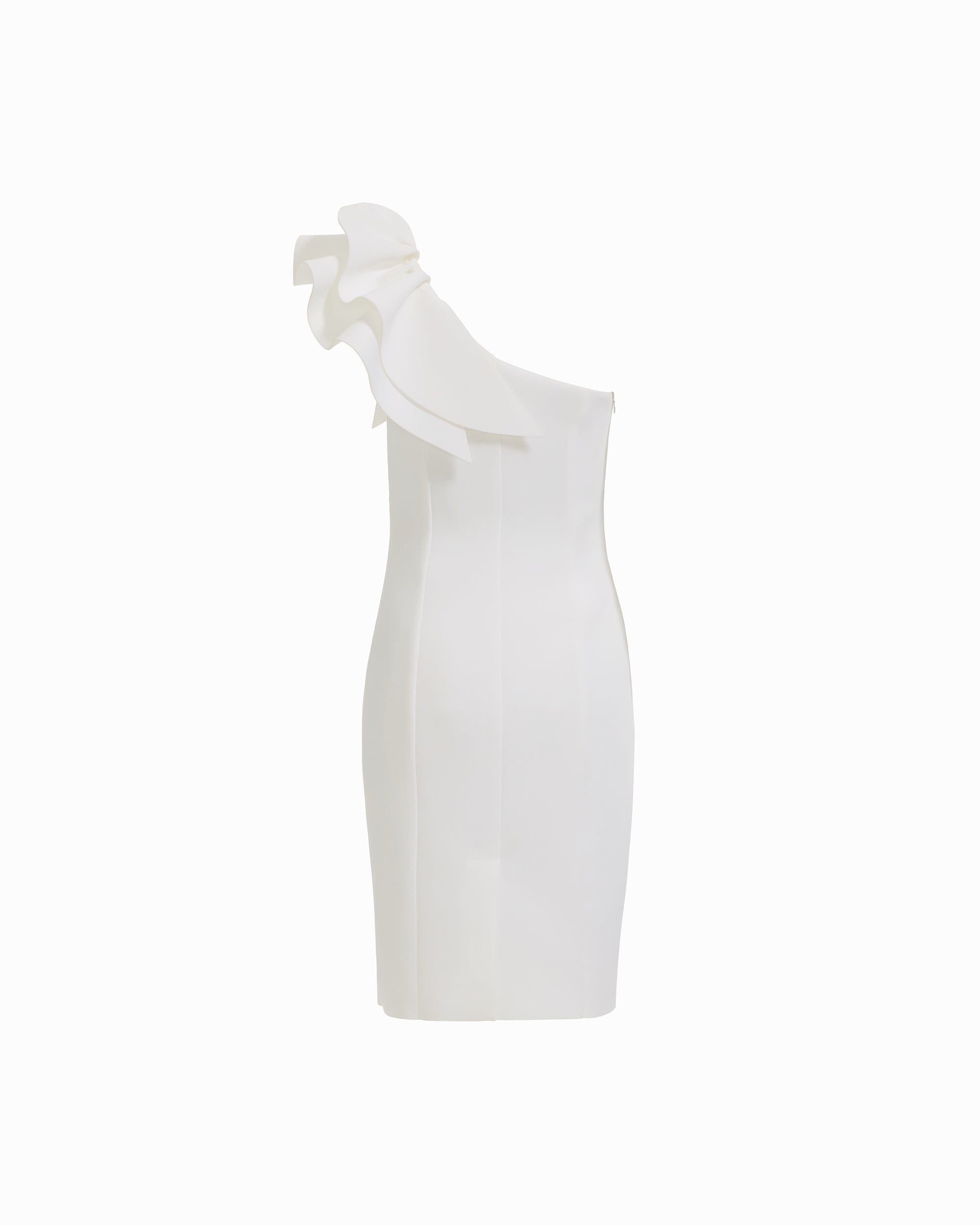 Anne Klein One Shoulder Sheath Silhouette Dress with Ruffle