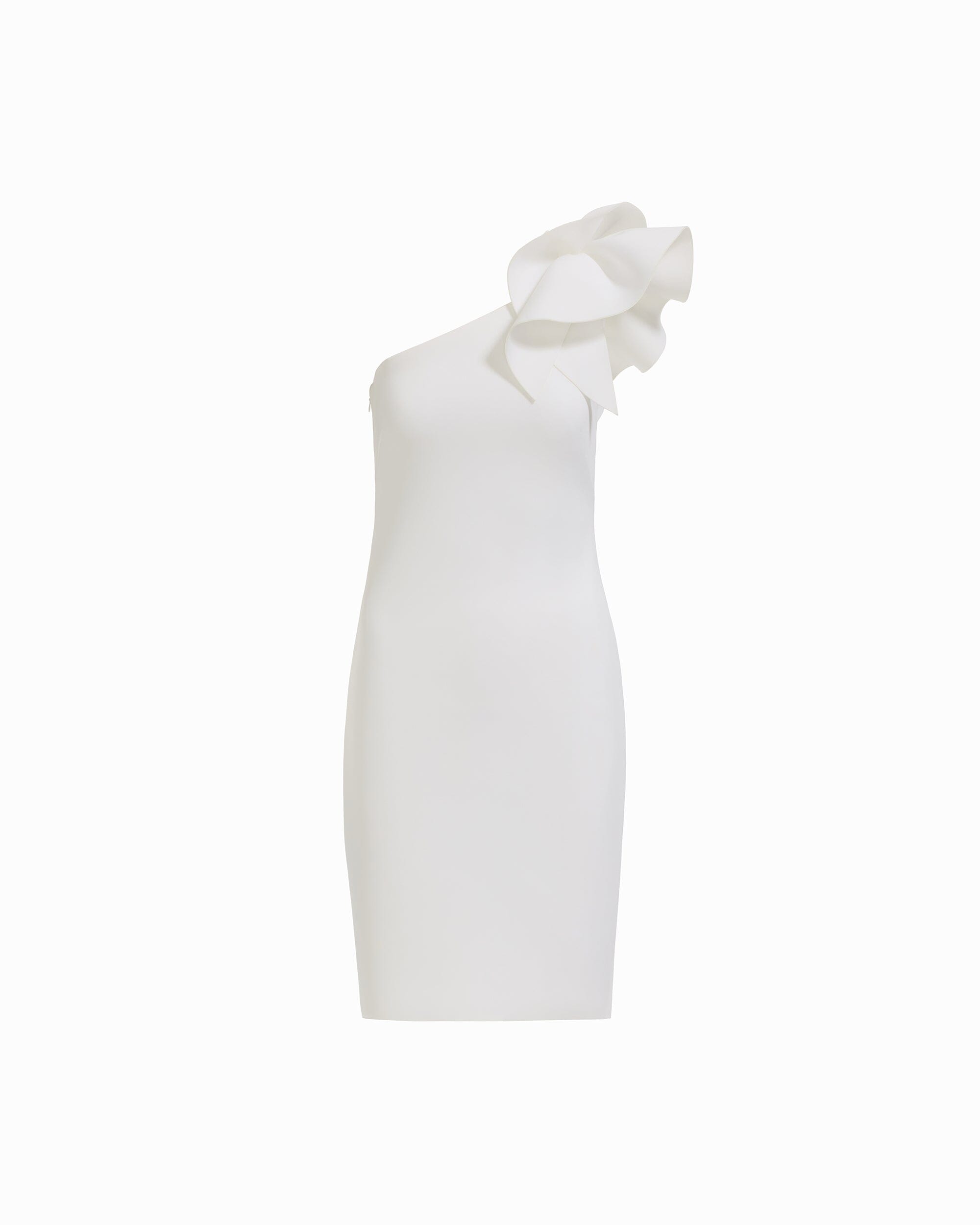 Anne Klein One Shoulder Sheath Silhouette Dress with Ruffle