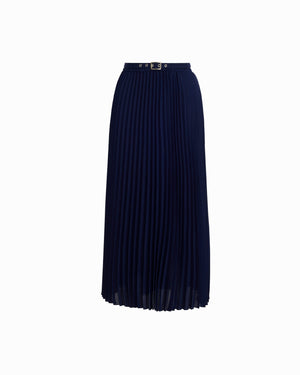 Anne Klein DISTANT MOUNTAIN Pleated Maxi Skirt With Belt Lined