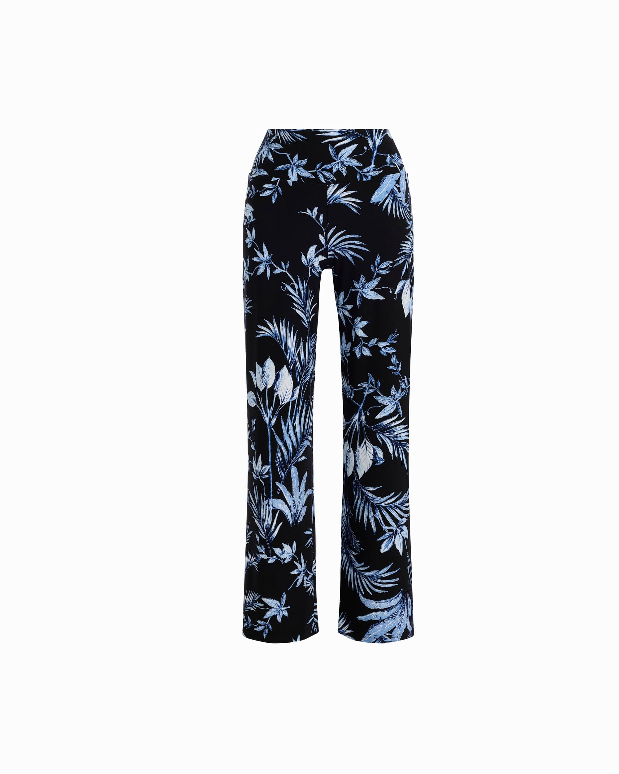 Anne Klein ANNE BLACK MULTI Petite Wide-Leg Palazzo Pant with High Rise Wide Waistband