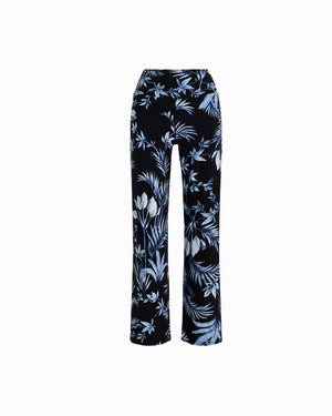 Anne Klein ANNE BLACK MULTI Petite Wide-Leg Palazzo Pant with High Rise Wide Waistband