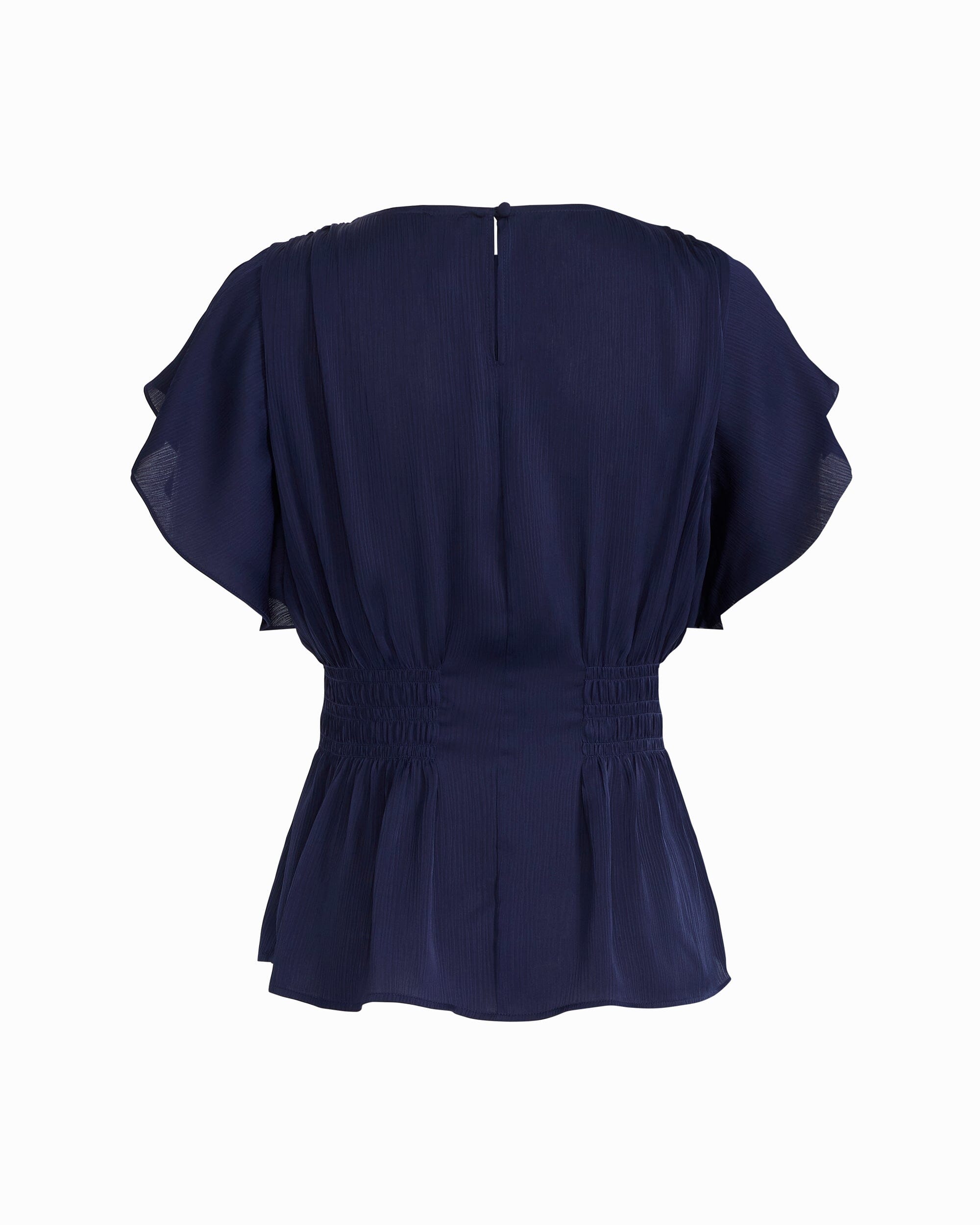 Anne Klein Smocked Waist Flutter Sleeve Blouse