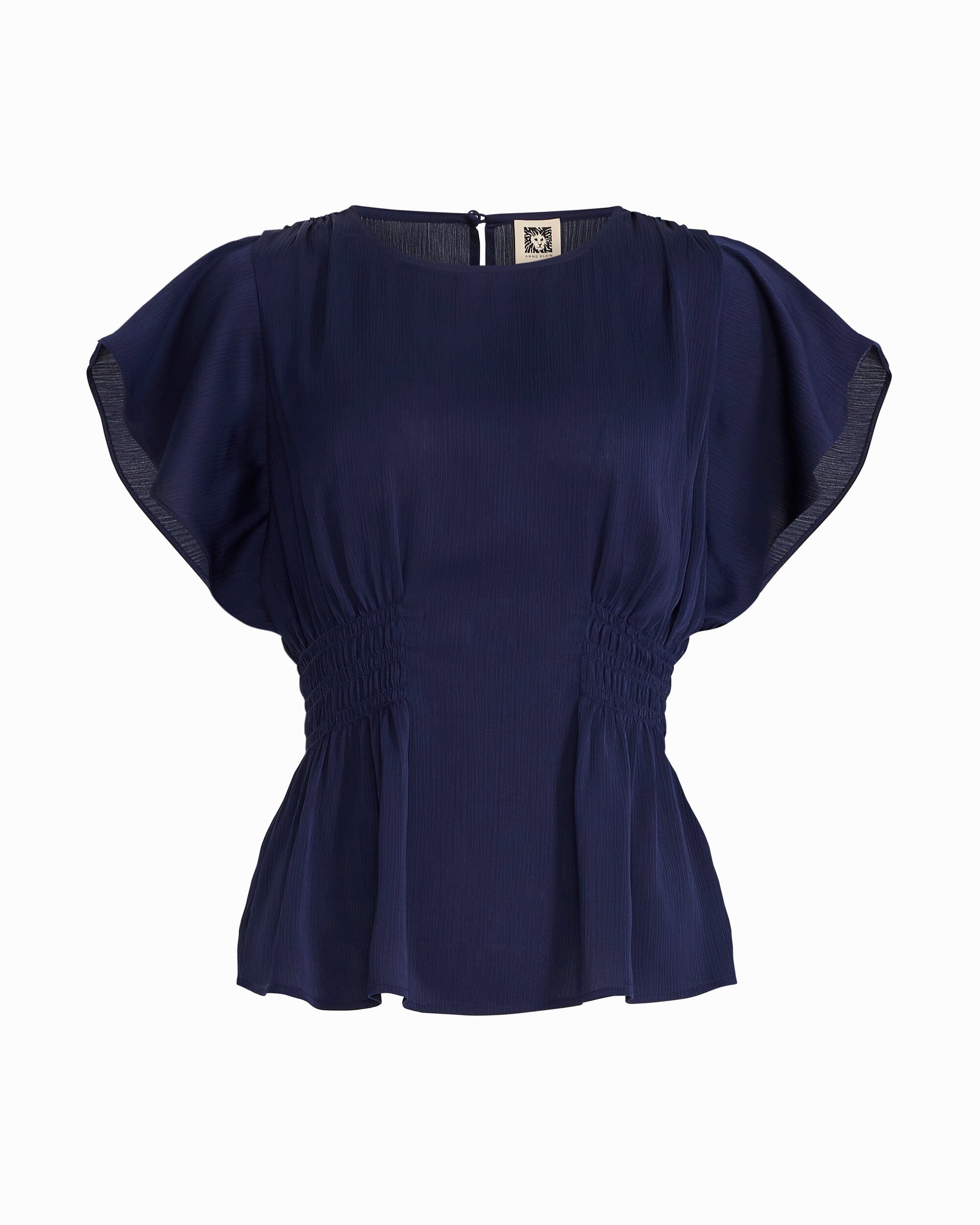 Anne Klein DISTANT MOUNTAIN Smocked Waist Flutter Sleeve Blouse