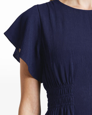 Anne Klein Smocked Waist Flutter Sleeve Blouse