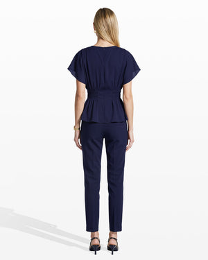 Anne Klein Smocked Waist Flutter Sleeve Blouse