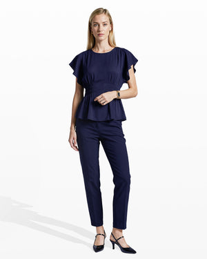 Anne Klein Smocked Waist Flutter Sleeve Blouse