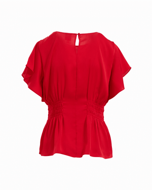 Anne Klein Petite Smocked Waist Flutter Sleeve Blouse