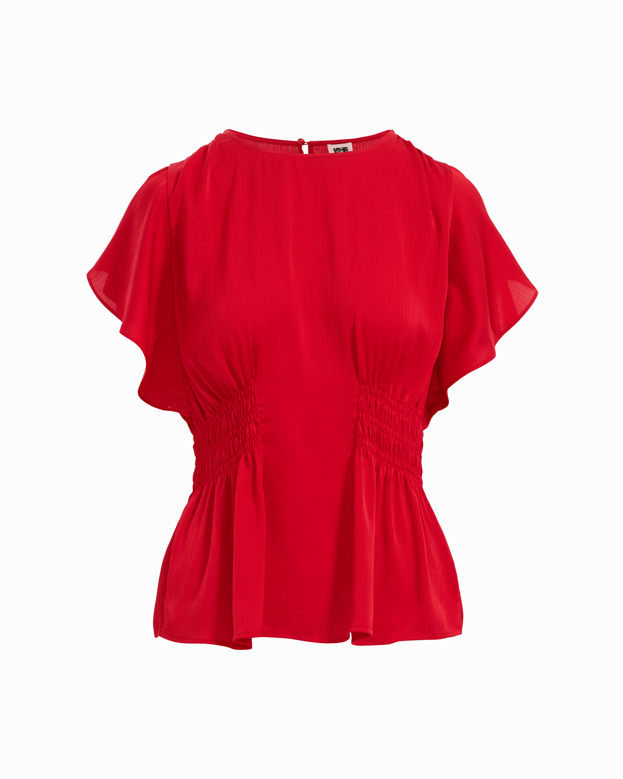 Anne Klein Petite Smocked Waist Flutter Sleeve Blouse