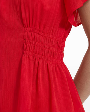 Anne Klein Smocked Waist Flutter Sleeve Blouse